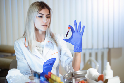 Nurse in the laboratory for blood tests.