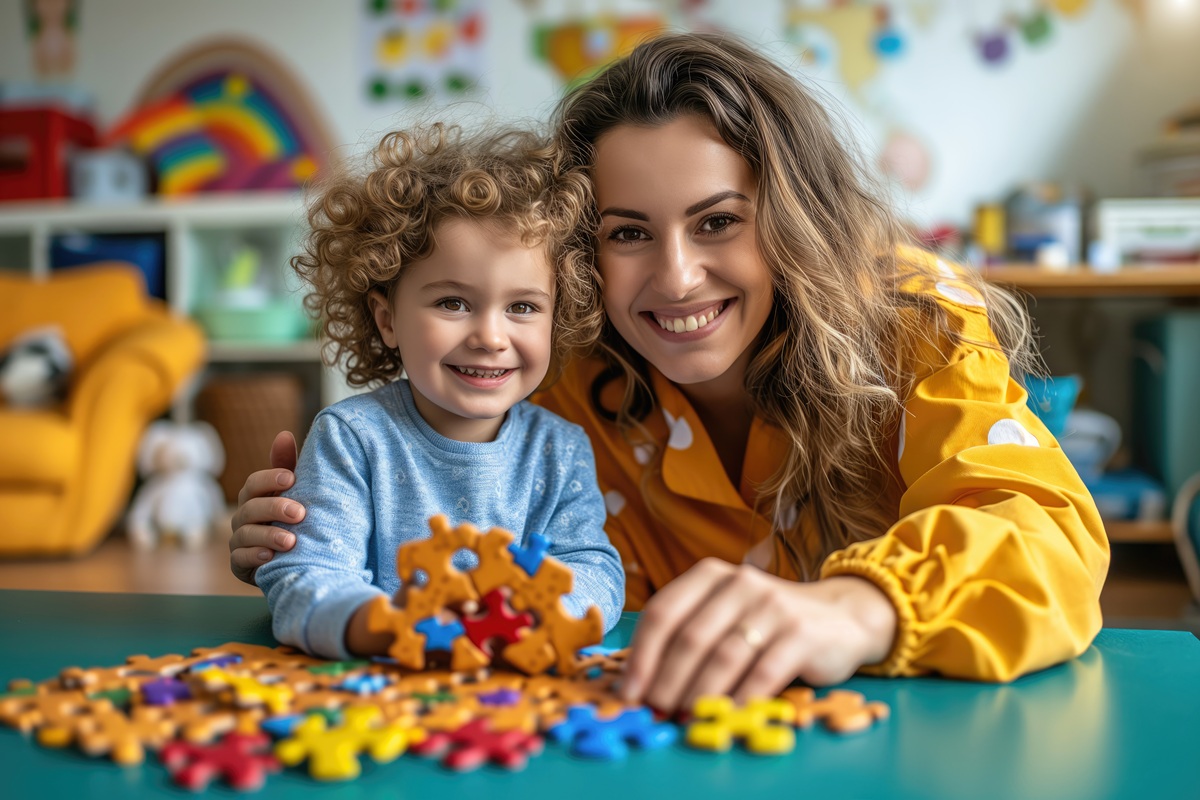 a child in class with a psychologist, a consultation with a pediatric neuropsychologist. Autism Day, an autistic child, psychological counseling for children. educational activities for children